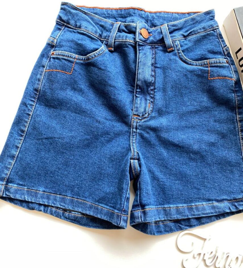 Short Jeans Feminino Boyfit com Recorte no Lycra - Fernanda Ramos Store