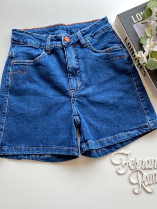 Short Jeans Feminino Boyfit com Recorte no Lycra - Fernanda Ramos Store