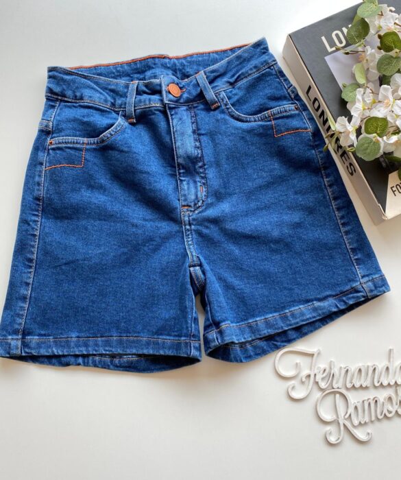 Short Jeans Feminino Boyfit com Recorte no Lycra - Fernanda Ramos Store