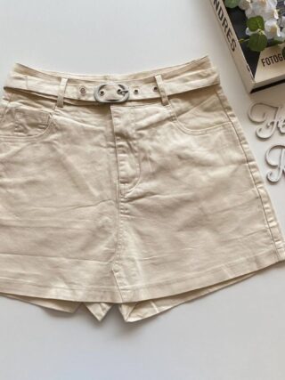 Short Saia Feminino com Cinto Manuela Bege - Fernanda Ramos Store