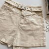 Short Saia Feminino com Cinto Manuela Bege - Fernanda Ramos Store