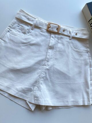 Short Saia Feminino com Cinto Manuela Branco - Fernanda Ramos Store