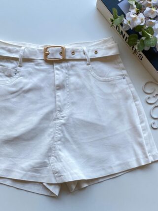 Short Saia Feminino com Cinto Manuela Branco - Fernanda Ramos Store