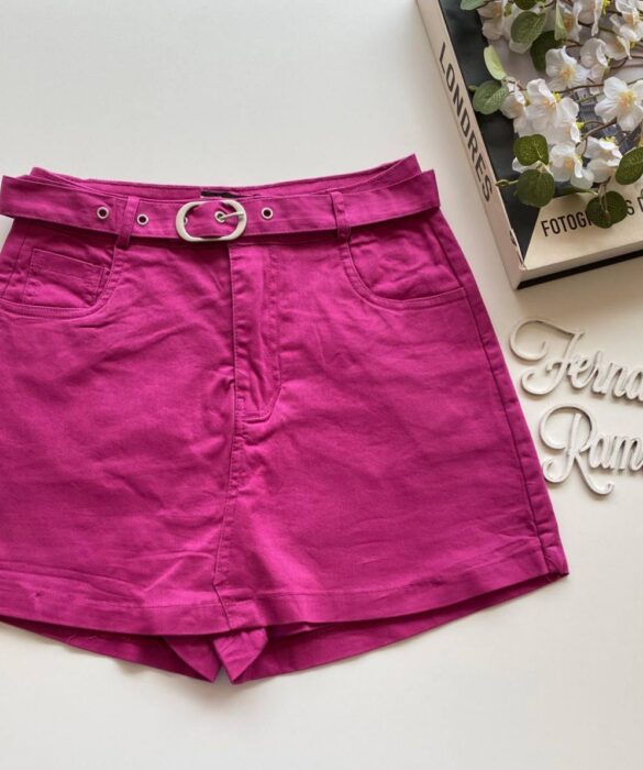 Short Saia Feminino com Cinto Manuela Fúcsia - Fernanda Ramos Store