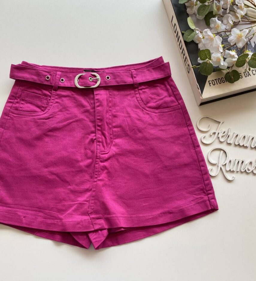 Short Saia Feminino com Cinto Manuela Fúcsia - Fernanda Ramos Store