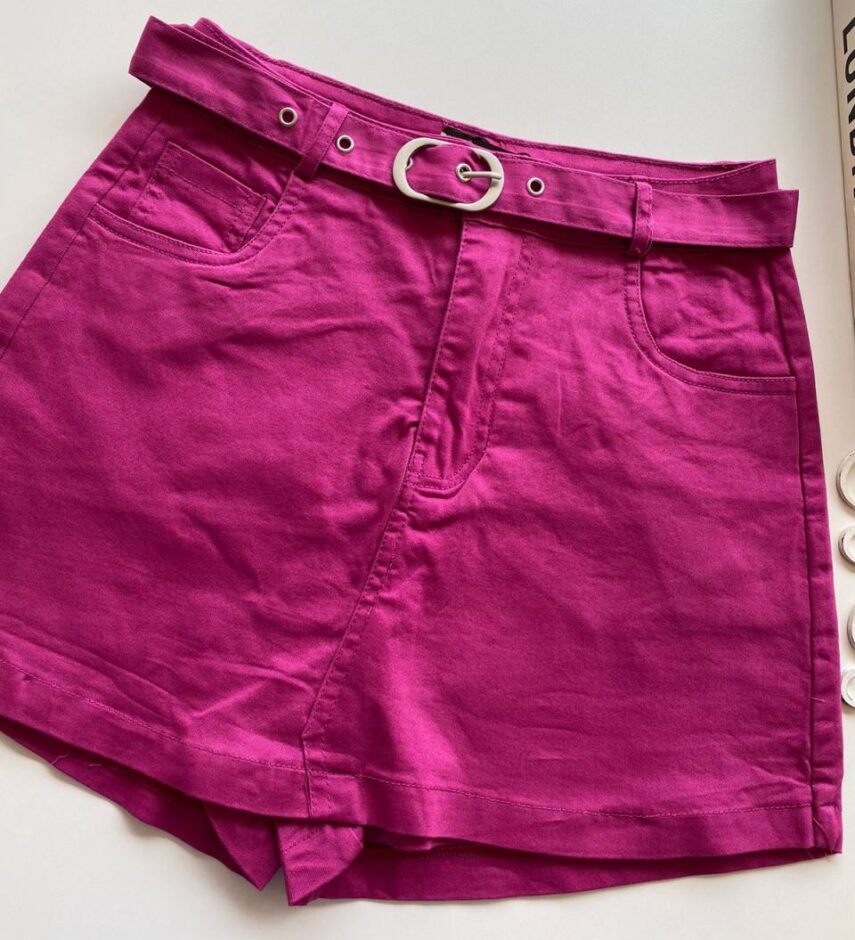 Short Saia Feminino com Cinto Manuela Fúcsia - Fernanda Ramos Store