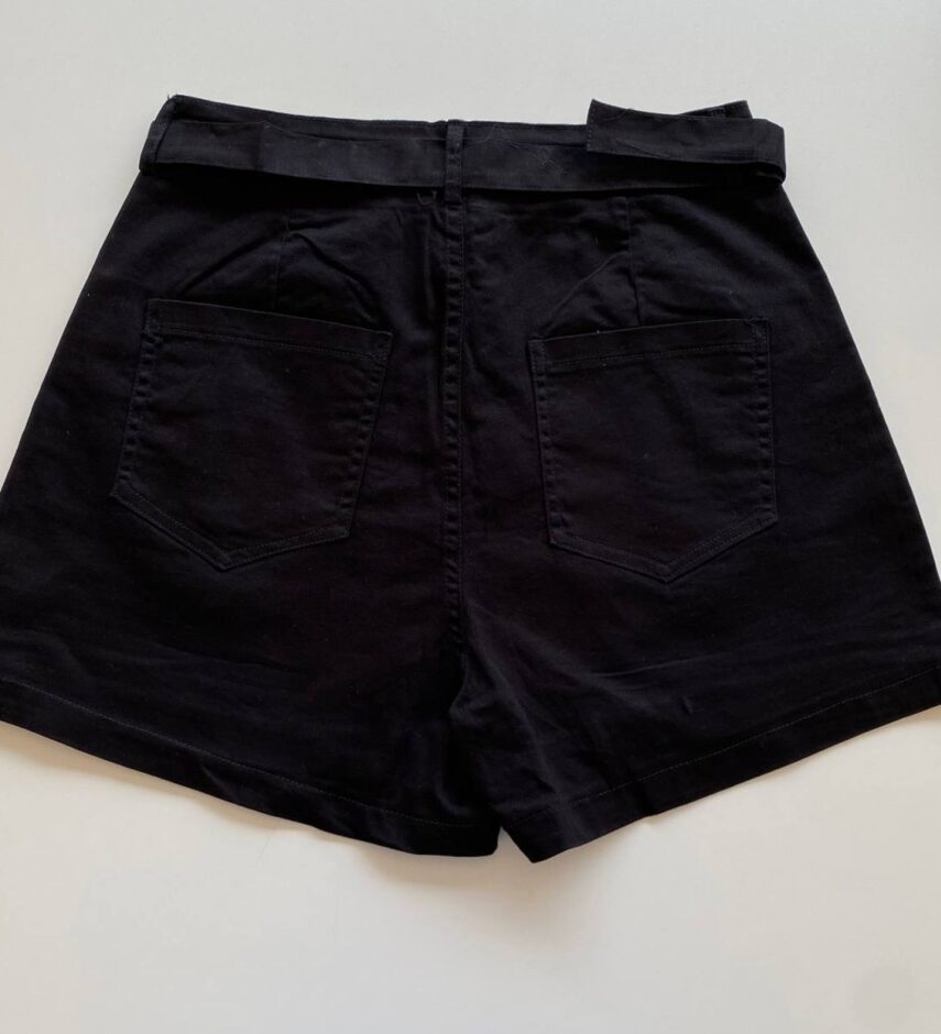 Short Saia Feminino com Cinto Manuela Preto - Fernanda Ramos Store