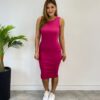 Vestido Curto sem Bojo Natalia Canelado com Fenda Pink - Fernanda Ramos Store