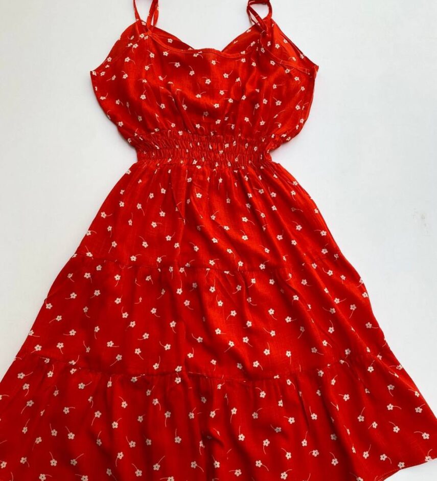 Vestido Feminino Curto com Bojo Bia Estampa Floral Laranja - Fernanda Ramos Store
