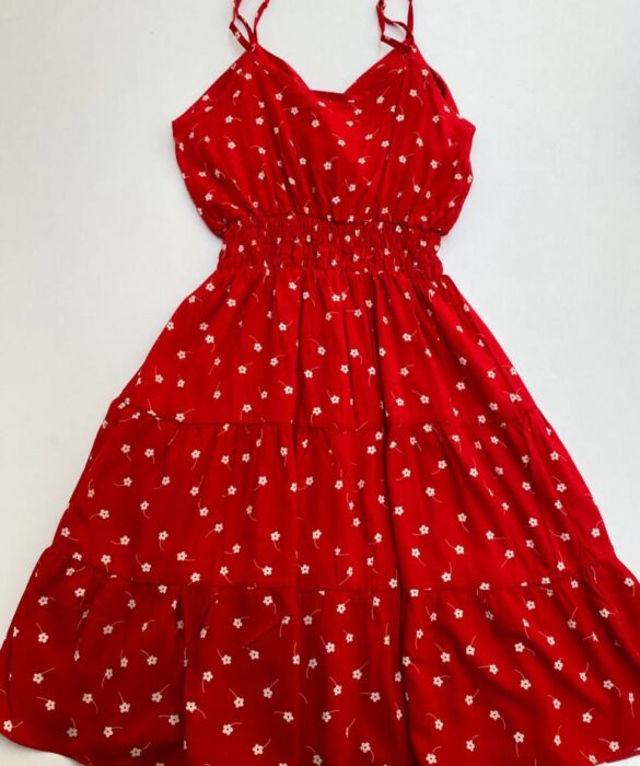 Vestido Feminino Curto com Bojo Bia Estampa Floral Vermelho - Fernanda Ramos Store