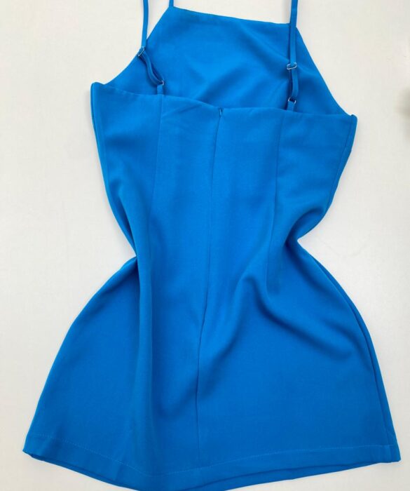 Vestido Feminino Curto sem Bojo Alça Regulável Milena Azul - Fernanda Ramos Store