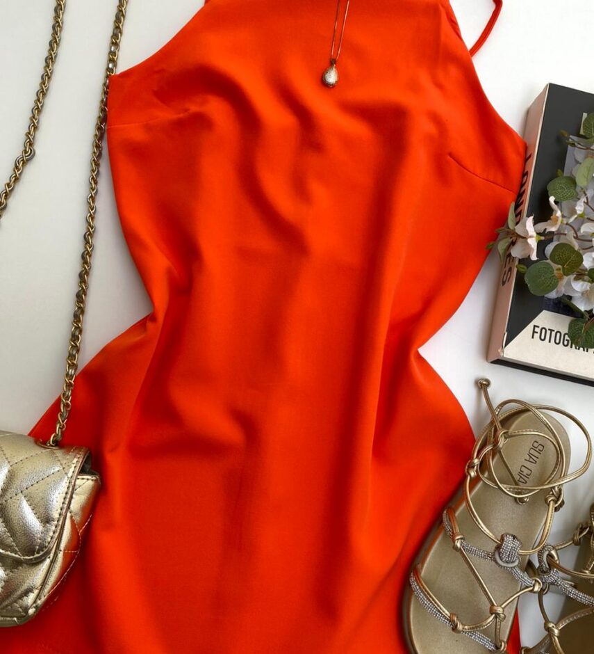 Vestido Feminino Curto sem Bojo Alça Regulável Milena Coral - Fernanda Ramos Store