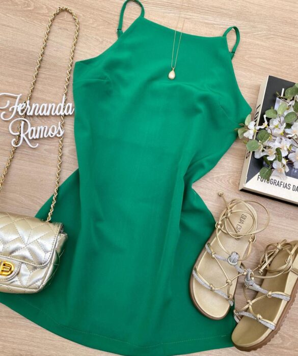 Vestido Feminino Curto sem Bojo Alça Regulável Milena Verde - Fernanda Ramos Store