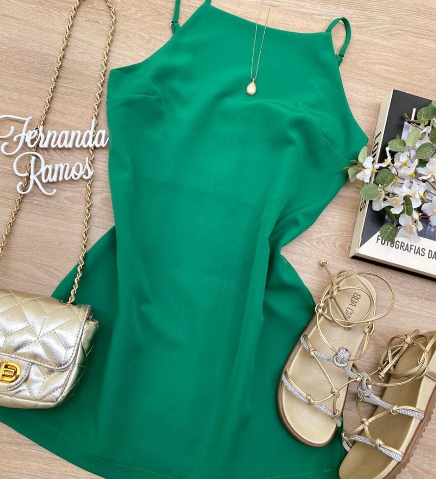 Vestido Feminino Curto sem Bojo Alça Regulável Milena Verde - Fernanda Ramos Store