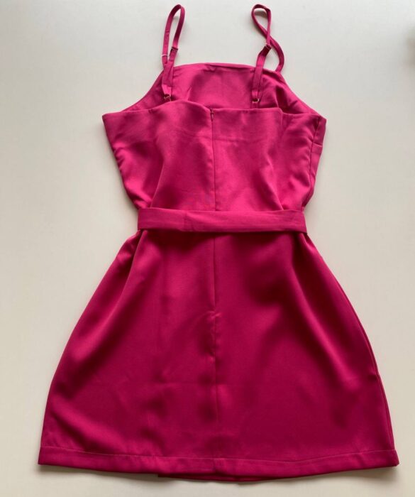 Vestido Feminino Curto sem Bojo Allana com Amarração Pink - Fernanda Ramos Store