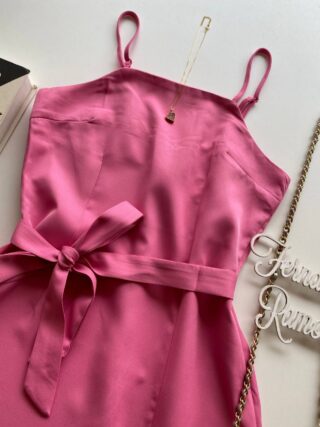 Vestido Feminino Curto sem Bojo Allana com Amarração Rosa - Fernanda Ramos Store