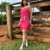 Vestido Feminino Curto sem Bojo com Franjas Pink - Fernanda Ramos Store