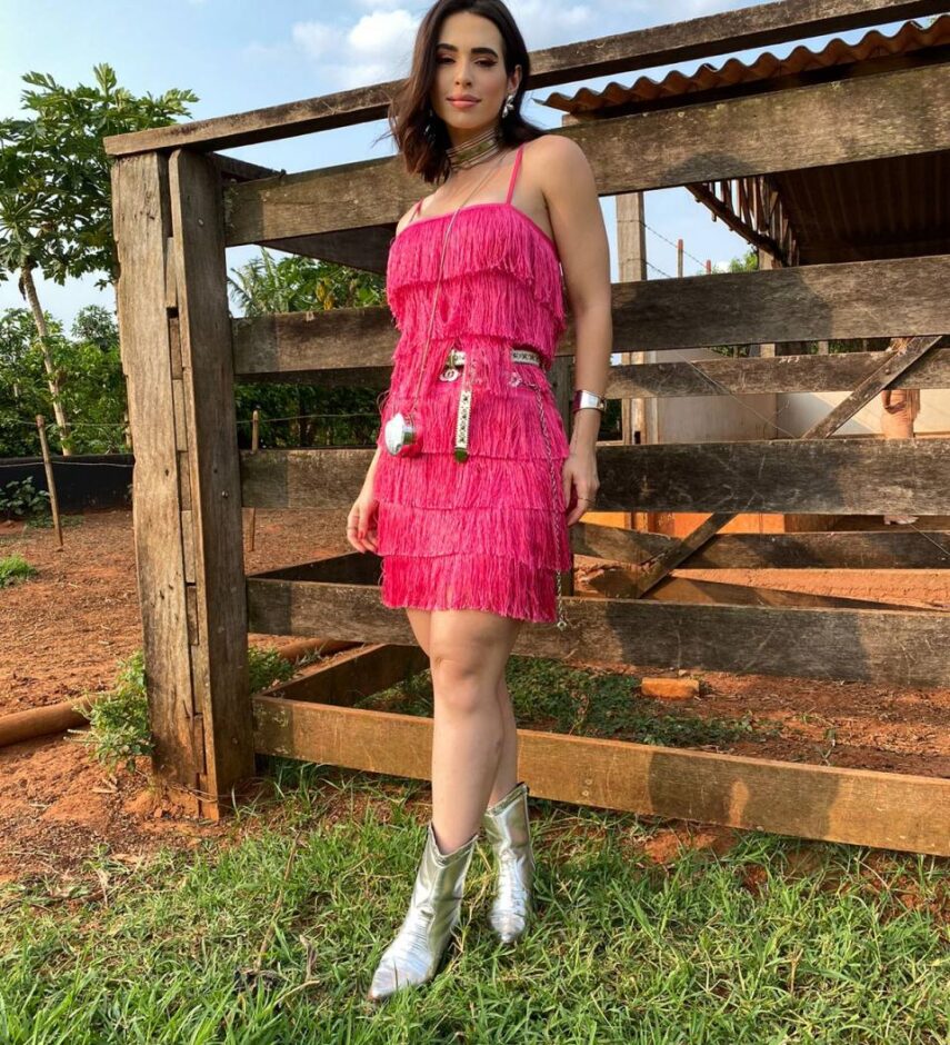 Vestido Feminino Curto sem Bojo com Franjas Pink - Fernanda Ramos Store