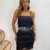 Vestido Feminino Curto sem Bojo com Franjas Preto - Fernanda Ramos Store