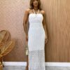 Vestido Longo com Bojo Juliana Crochê Branco - Fernanda Ramos Store