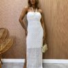 Vestido Longo com Bojo Juliana Crochê Branco - Fernanda Ramos Store