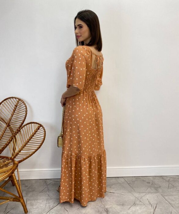 Vestido Longo sem Bojo Antonella Estampa Floral Marrom - Fernanda Ramos Store