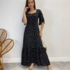 Vestido Longo sem Bojo Antonella Estampa Floral Preto - Fernanda Ramos Store