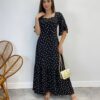 Vestido Longo sem Bojo Antonella Estampa Floral Preto - Fernanda Ramos Store