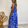 Vestido Longo sem Bojo Barbara com Lastex Estampado Azul - Fernanda Ramos Store