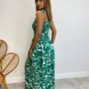 Vestido Longo sem Bojo Barbara com Lastex Estampado Verde - Fernanda Ramos Store