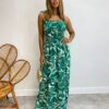 Vestido Longo sem Bojo Barbara com Lastex Estampado Verde - Fernanda Ramos Store