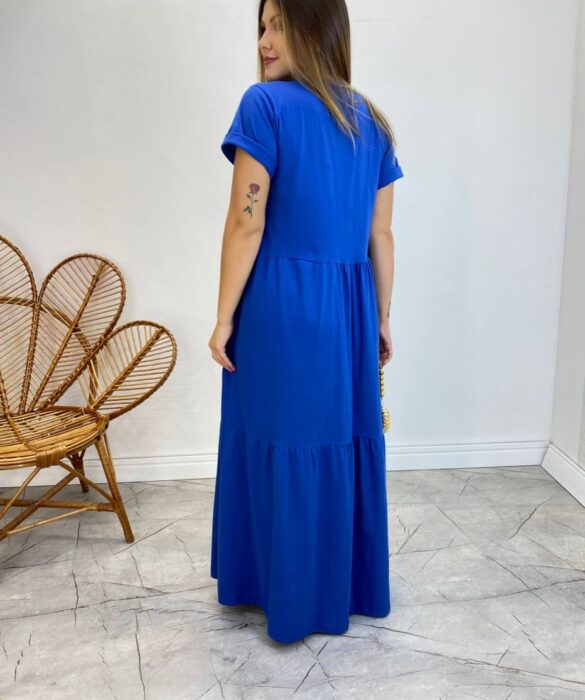 Vestido Longo sem Bojo de Malha Estampa Borboleta Azul - Fernanda Ramos Store