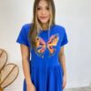 Vestido Longo sem Bojo de Malha Estampa Borboleta Azul - Fernanda Ramos Store