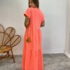 Vestido Longo sem Bojo de Malha Estampa Borboleta Rosa Flúor - Fernanda Ramos Store