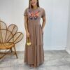 Vestido Longo sem Bojo de Malha Estampa Borboleta Terra - Fernanda Ramos Store