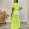 Vestido Longo sem Bojo de Malha Estampa Borboleta Verde Flúor - Fernanda Ramos Store