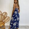 Vestido Longo sem Bojo Liz Amarração nas Alças Estampado Azul - Fernanda Ramos Store