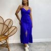 Vestido Longuete com Bojo e Botões Alça Regulável Azul Bic - Fernanda Ramos Store