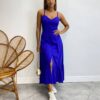 Vestido Longuete com Bojo e Botões Alça Regulável Azul Bic - Fernanda Ramos Store