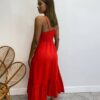 Vestido Longuete com Bojo e Botões Alça Regulável Vermelho - Fernanda Ramos Store