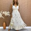 Vestido Longuete sem Bojo Heloisa com Detalhe Off White - Fernanda Ramos Store