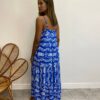 Vestido Longuete sem Bojo Viscolinho Erica Estampado Azul - Fernanda Ramos Store