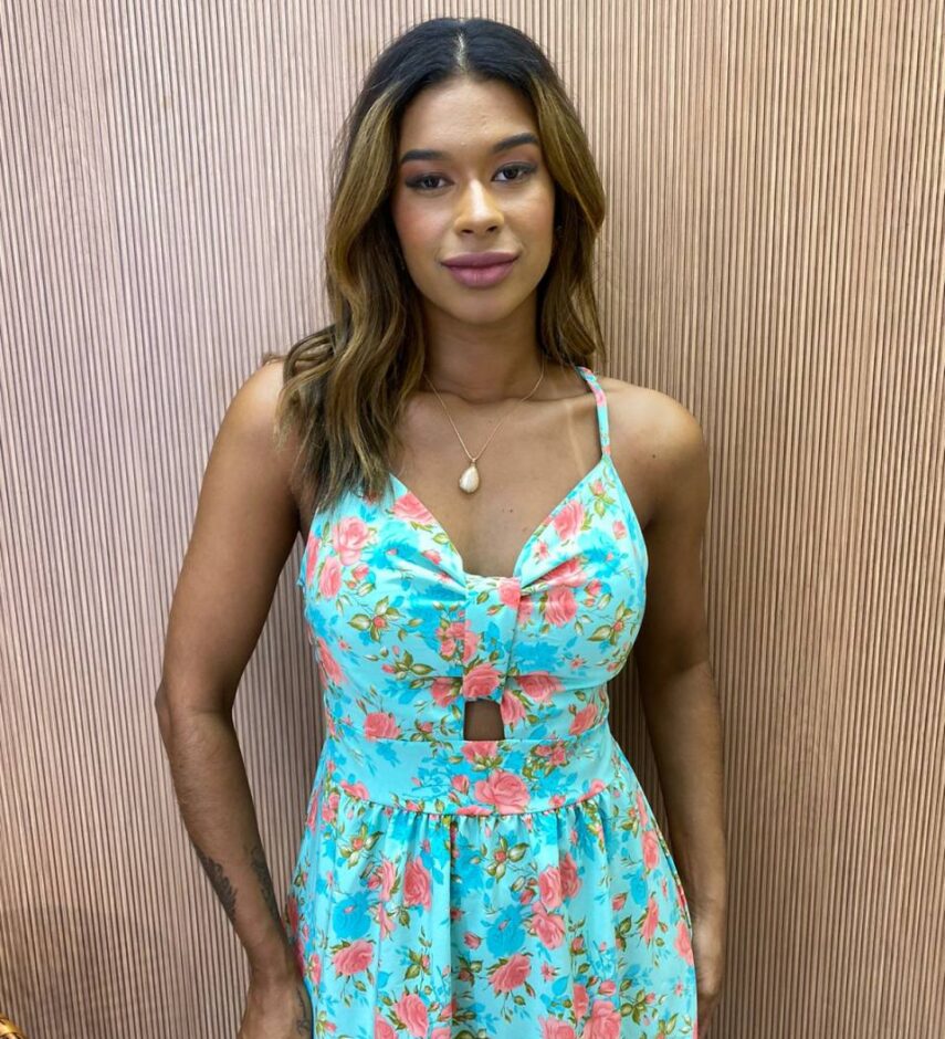 Vestido Midi Alça Regulável com Bojo Victória Estampado Verde - Fernanda Ramos Store