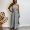 Vestido Midi com Bojo Ariane Alça Regulável Listrado - Fernanda Ramos Store