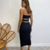 Vestido Midi com Bojo Tomara que Caia Canelado Bella Preto - Fernanda Ramos Store