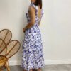 Vestido Midi sem Bojo Tricoline Betina Bordado Azul Fundo Branco - Fernanda Ramos Store