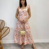 Vestido Midi sem Bojo Tricoline Betina Bordado Laranja Fundo Branco - Fernanda Ramos Store