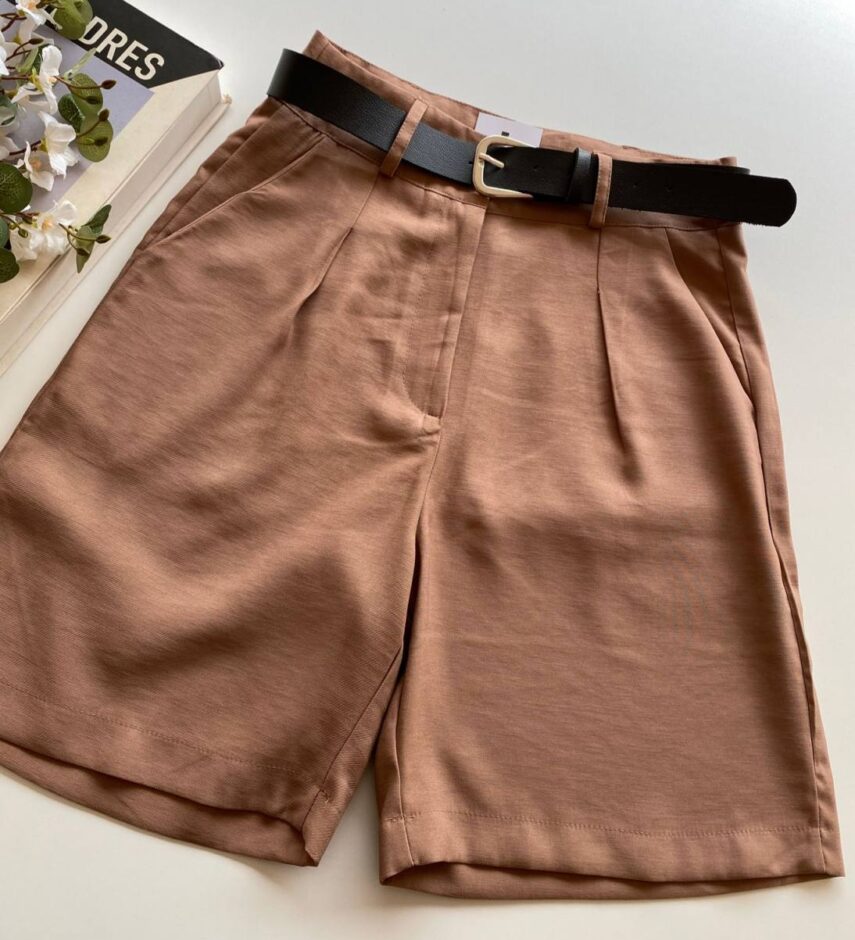 Bermuda Feminina com Cinto Catarina Terra - Fernanda Ramos Store