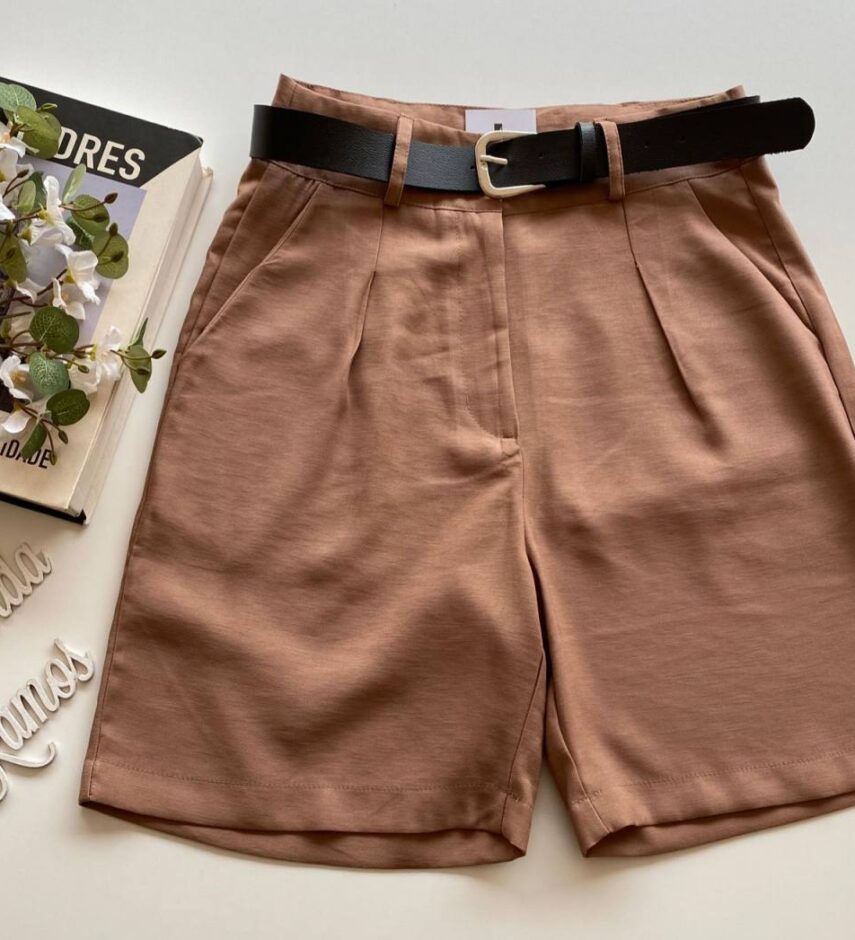 Bermuda Feminina com Cinto Catarina Terra - Fernanda Ramos Store