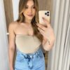 Body Feminino Tomara que Caia com Bojo Bege - Fernanda Ramos Store